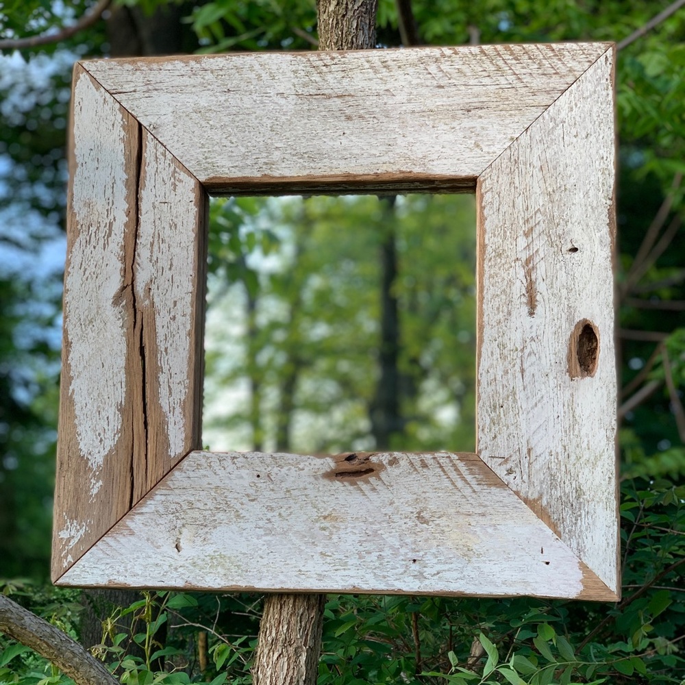 Rustic barn wood framed mirror